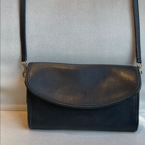 Vintage Coach Sterling Black Leather Clutch Crossbody
